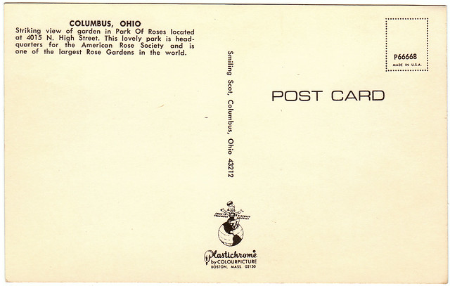 Back of Park of Roses, Columbus, Ohio (Date Unknown)