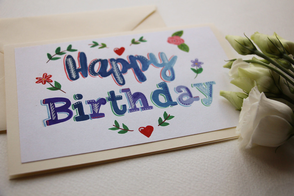 Hand painted happy birthday greeting card etsy 