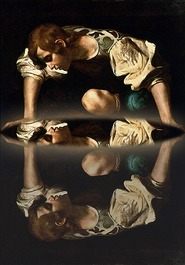 Narcissus  Caravaggio  Manipulated version of “Narcissus 
