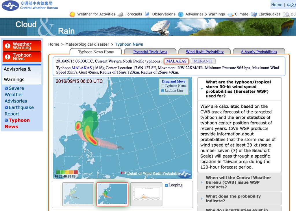 El centro meteorológico se encarga de detectar los tifones que se acercan a Taiwán