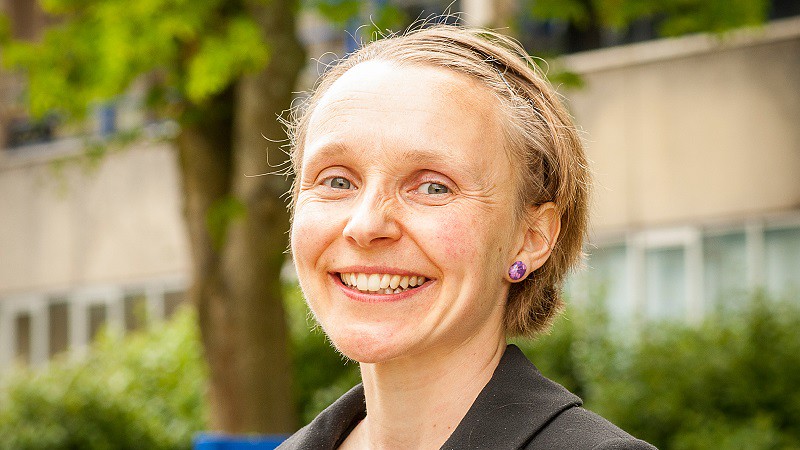 A profile headshot of Dr Jenny Cane on the University of Bath's campus