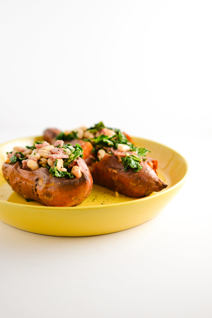 sweet potatoes stuffed with kale and beans | things i made today
