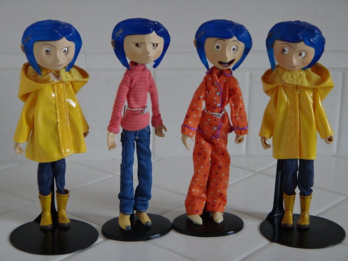 My NECA Coraline Bendy Dolls - Raincoat #2, Sweater, PJ an 