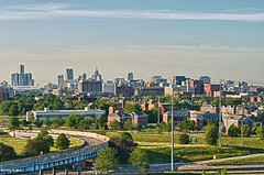 A picturesque image of Detroit's urban sprawl with downtown in the background.