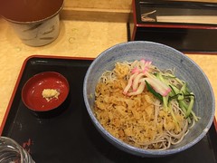 Tanuki Soba (cold, double size) at Komoro soba, Yaesu