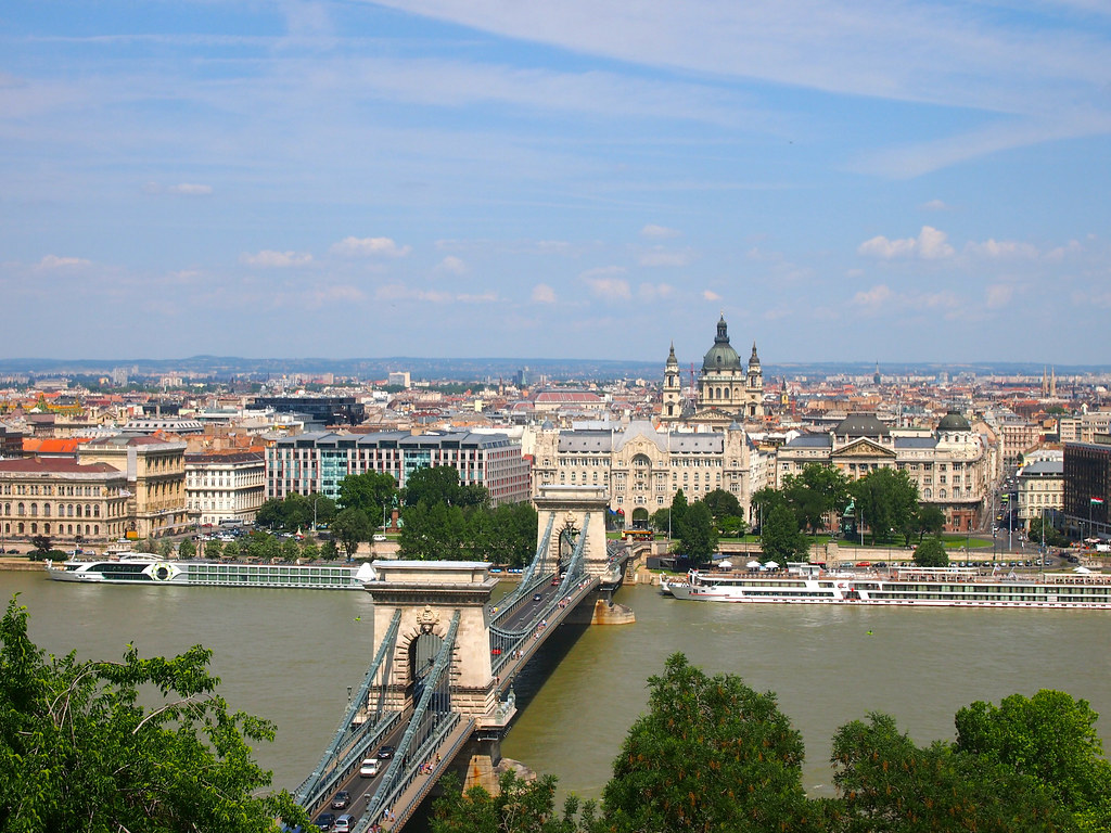 Budapest's Chain Bridge seen from Castle Hill