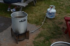The hot liquor tank heating the sparge water