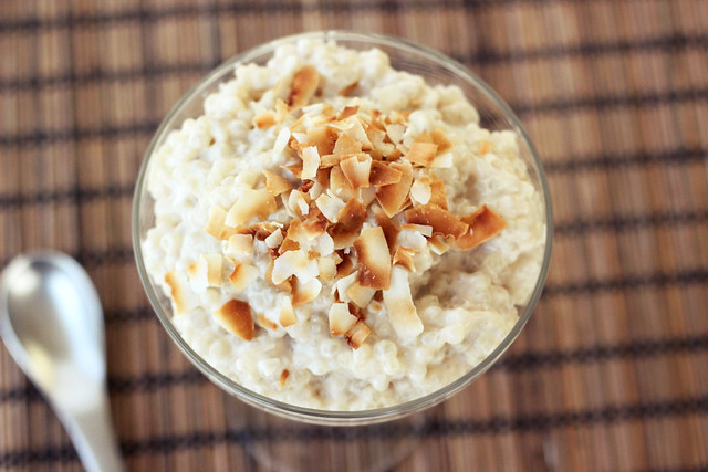 Coconut Tapioca Pudding with Toasted Coconut Chips - Gluten-free + Vegan