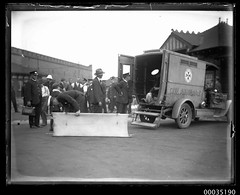 Ambulance at Fort Macquarie after GREYCLIFFE disaster, 3 November 1927