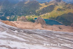 Marmolada (TN) - (BL), 2012, Il ghiacciaio e il Lago di Fedaia.