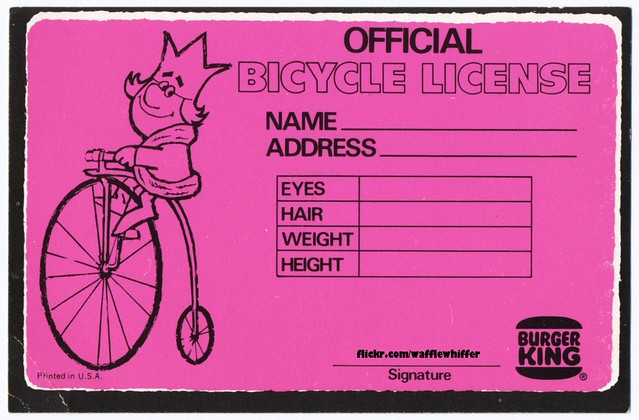 Burger King - Official Bicycle License - 1970s