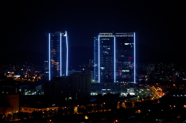Evening view from Sky Garden, Urban Hotel, Gwanyang2-dong, Dongan-gu, Gyunggi-do, South Korea