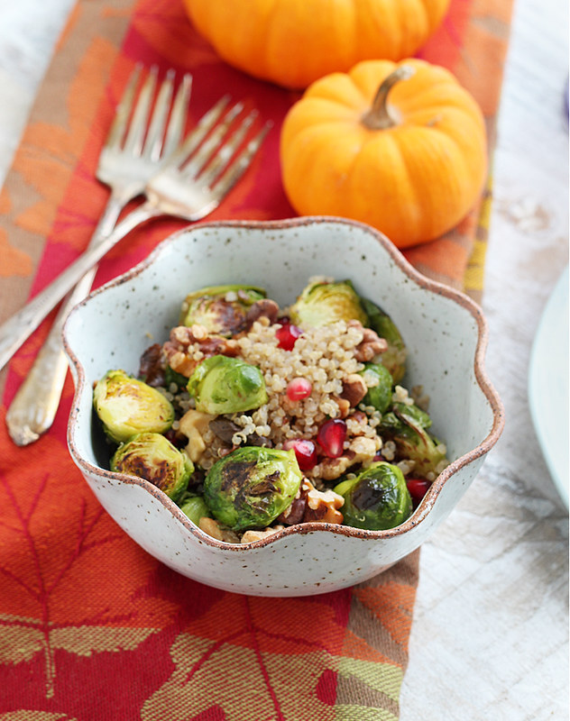 Roasted Brussels Sprout Quinoa Salad - Gluten-free + Vegan