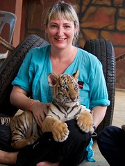 Jules and tiger cub at tiger temple.