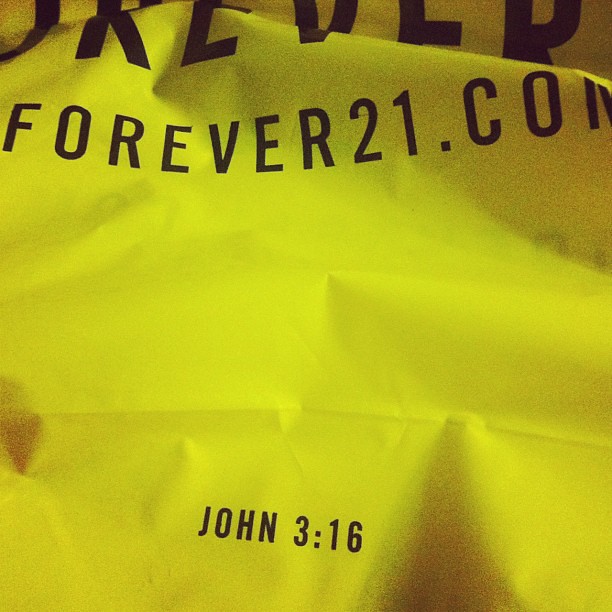 Just noticed that Forever 21 actually has John 3:16 printe… | Flickr