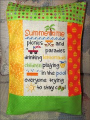 Recipe for Summer cross stitch pillow