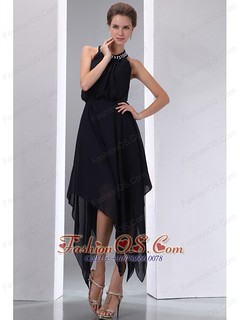 Elegant Black Empire Halter Asymmetrical Evening Dress Chi… | Flickr