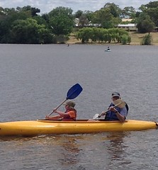 Lucy and me on Lake in Kayak on Lake Burley Griffin