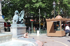 Fontaine Saint-Michel, the metro station and a homeless guy