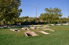 Stone-lined graves on the museum grounds