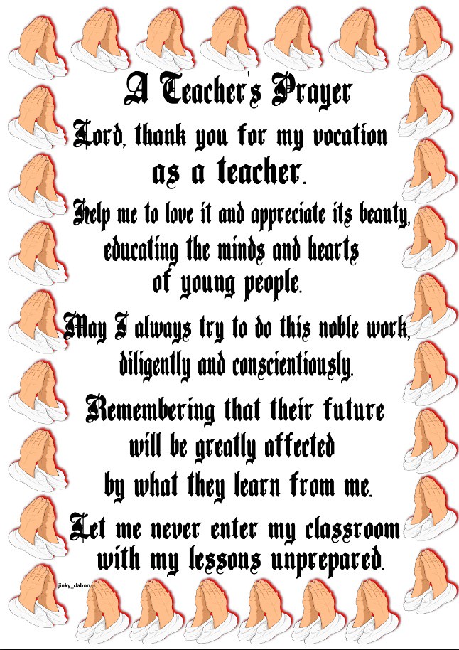 A Teacher's Prayer  Inspirational poster to encourage and 