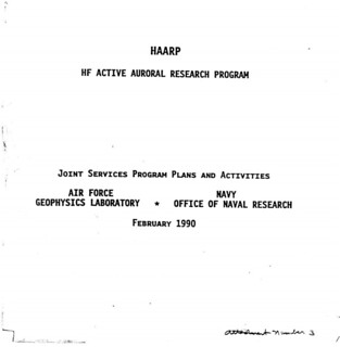 HAARP Joint Services Program Plans and Activities 1990