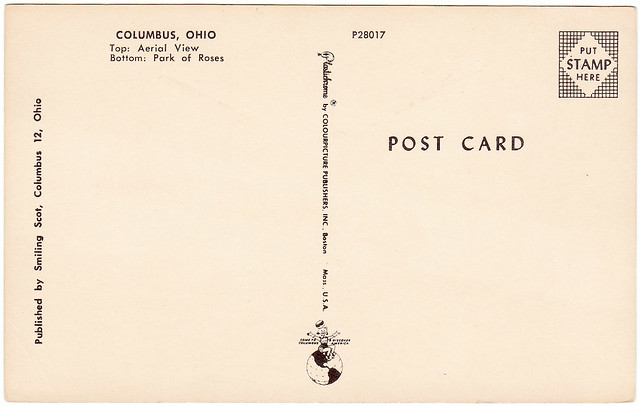 Back of Greetings from Columbus, Ohio (Date Unknown)