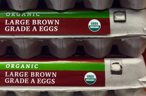 Cartons of organic large brown Grade A eggs