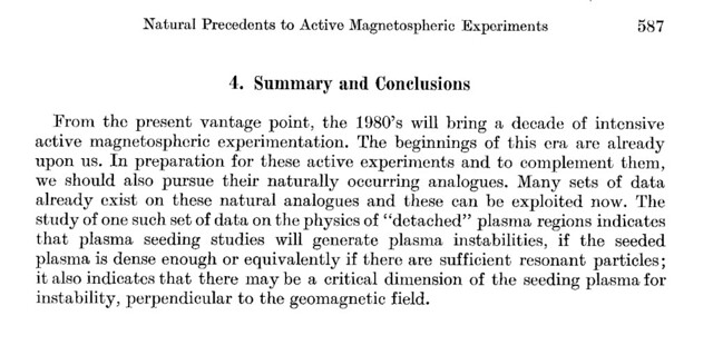 Natural Precedents to Active Magnetospheric Experiments 1976