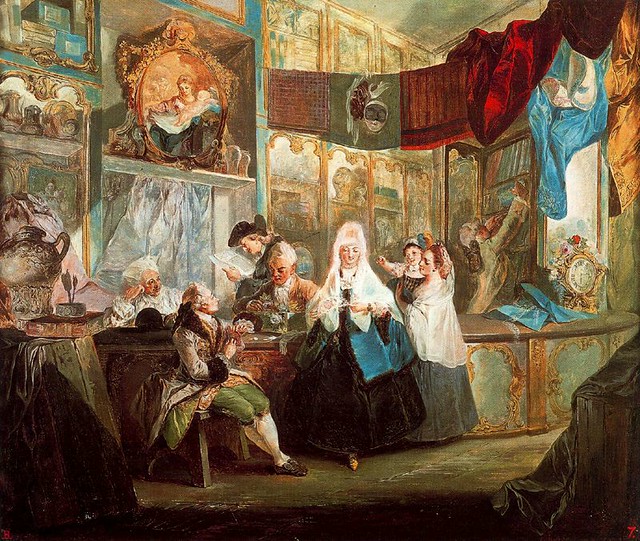 Paret y Alcazar, Luis (1746-1799) - 1700s The Antique Shop (Lazaro Galdiano Museum, Madrid, Spain)