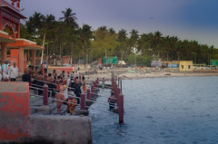 People taking a holy dip at Rameswaram shore