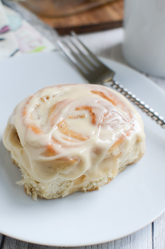 Caramel Apple Cinnamon Rolls - my favorite breakfast! Cinnamon rolls filled with caramelized apples and topped with a caramel cheese cheese icing!