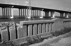 BNSF Railway Lift Bridge over Intracoastal Waterway, Galveston Bay 1208150950BW
