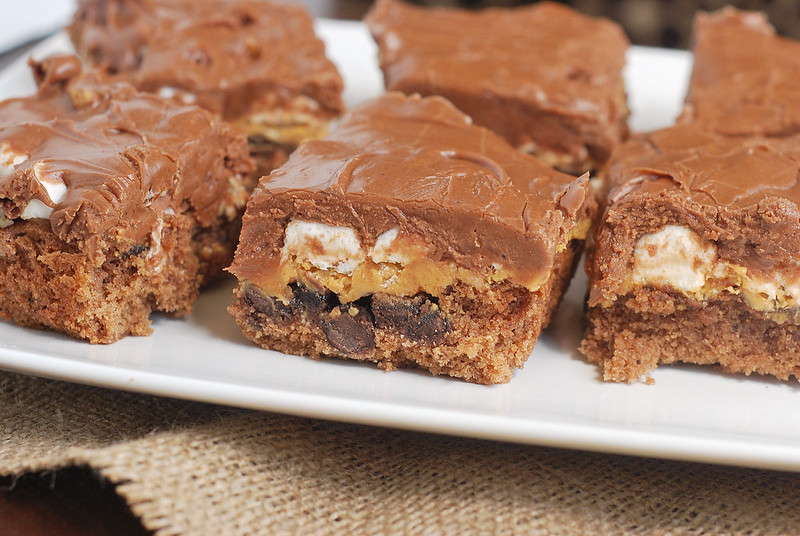 Mississippi Mud Brownies - chocolate, marshmallows, peanut butter, pecans, and more! These are so rich and delicious!