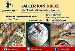 Taller de #PanDulce el próximo 17 de Septiembre. Vamos a preparar camaleón, piñita, ambrosía, pan de guayaba,  trenzas azucaradas entre otros. Telf 04245620657