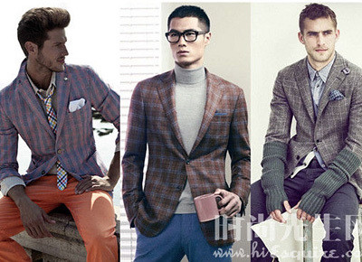 Yuppie male matching Plaid suits