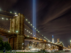 Tribute in Light at the Brooklyn Bridge