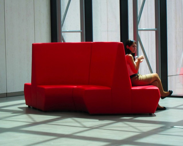a red sofa