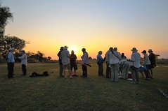 Safari group at sundowner at Camp Okavango in Botswana-09 9-8-10