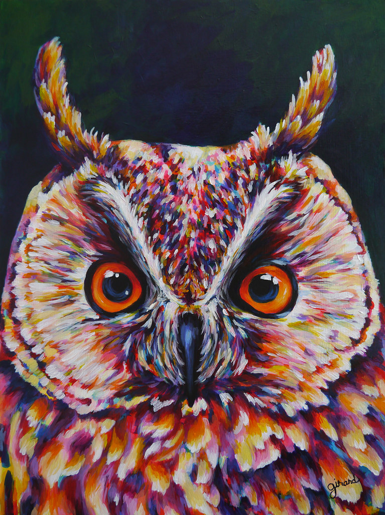 Great Horned Owl Acrylic Painting | 12"x16" Acrylic on mason… | Flickr