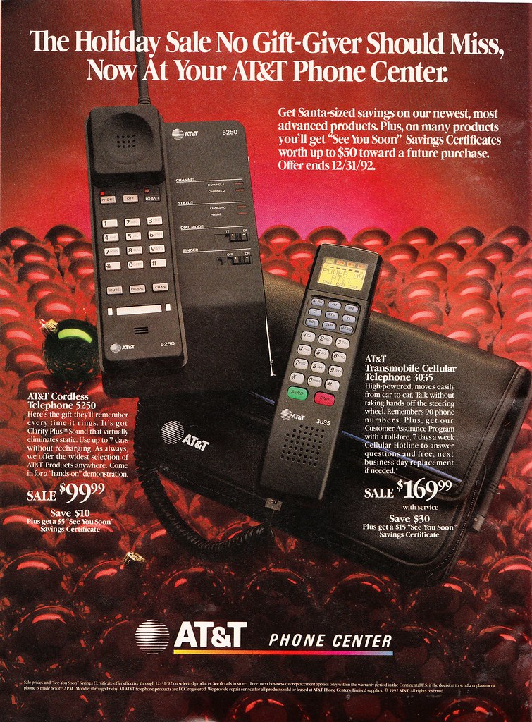 AT&amp;T Phone Center ad featuring a &quot;bag&quot; cellular phone (199… | Flickr