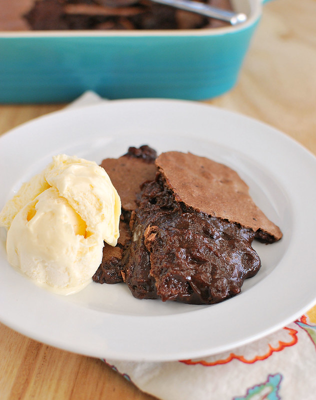 Brownie Pudding - tastes like brownie batter with a crackly brownie top! The richest, most decadent dessert!