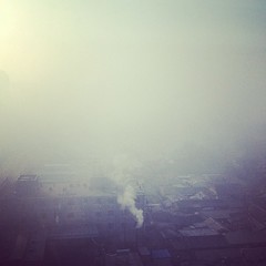 帝都冬晨 #china #beijing #morning #fog #pollution #hutong #smoke