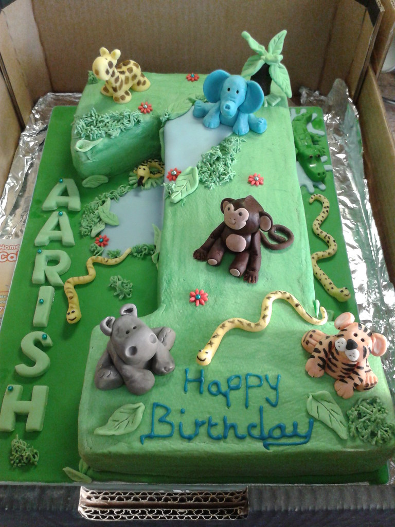 1st Birthday Jungle Cake This Cake Has A Buttercream Finis Flickr