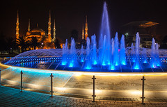 Sultan Ahmed (Blue) Mosque & Fountain at night
