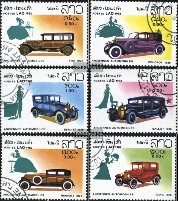 Známky Laos 1982 Automobily veterány, razítkovaná séria