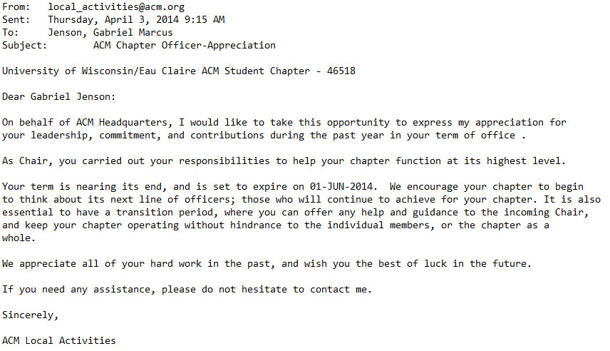 ACM Chapter Officer-Appreciation