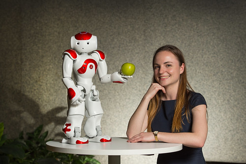 Nicole Robinson with Andy the robot