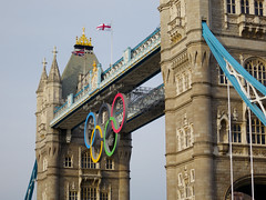 Tower Bridge sporting Olympic Rings