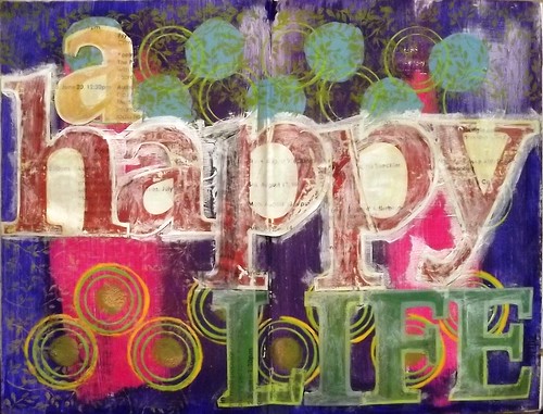 My Altered Book: Title Page: A HAPPY LIFE